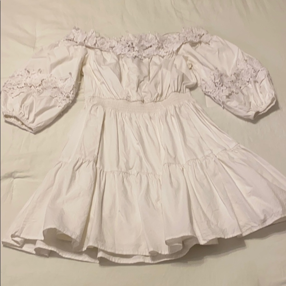 White mini lace dress